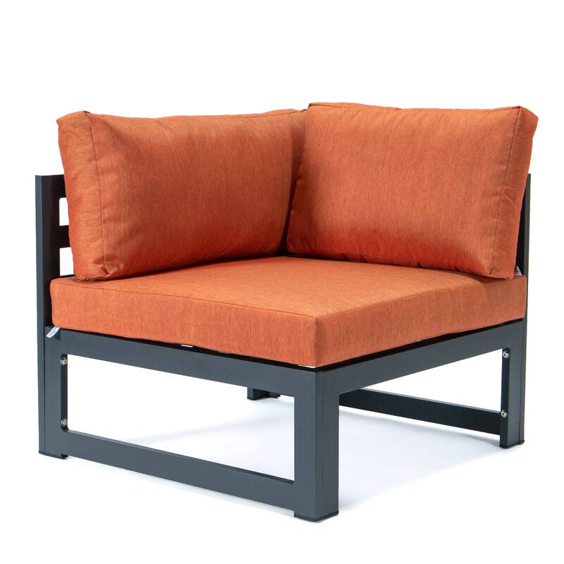 LeisureMod Chelsea 5-Piece Outdoor Patio Sectional and Coffee Table Set with Cushions