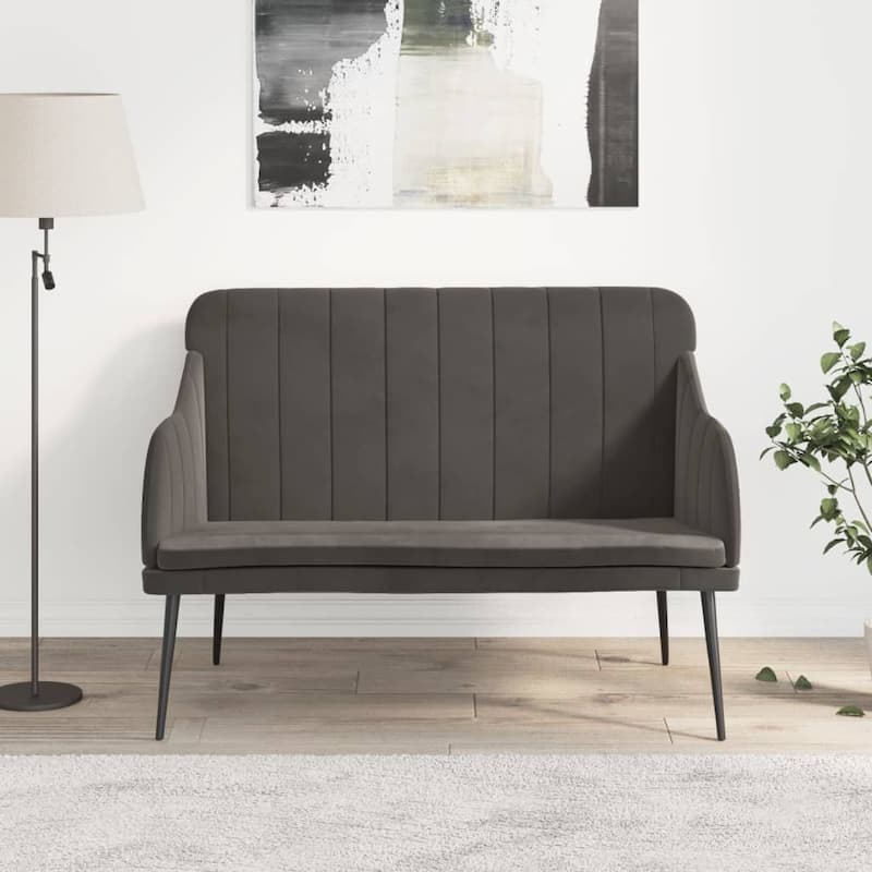 vidaXL Loveseat Upholstered Couch Bench with Armrests for Dining Room Velvet - 43.3" x 29.9" x 31.5" - Dark gray