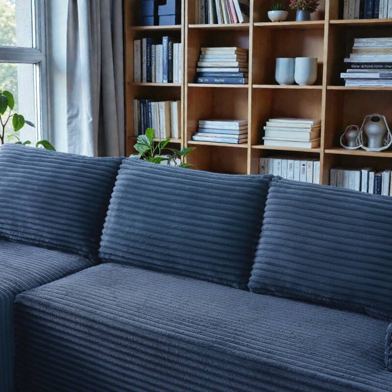 L Shaped Cloud Sectional Sofa with Deep Seat, Corduroy Modular Sleeper Couch, No Assembly Required