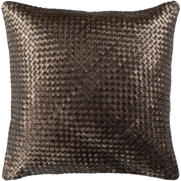 Cerdic Leather Dark Brown Feather Down or Poly Filled Throw Pillow 20-inch. Opens flyout.
