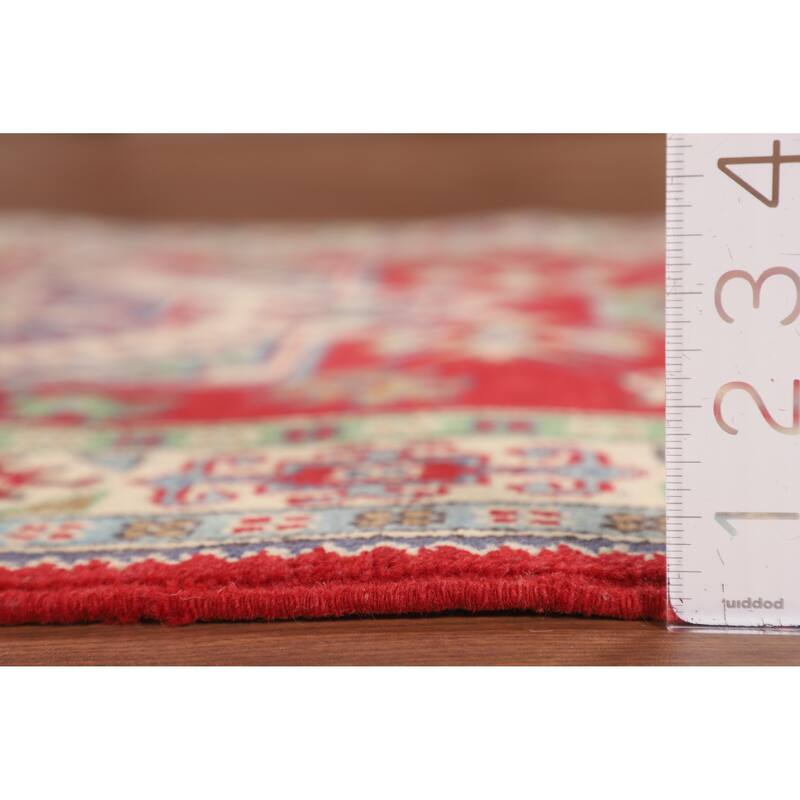 Red Kazak Oriental Foyer Rug Hand-Knotted Wool Carpet - 3'3" x 4'10"