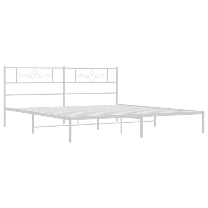 vidaXL 12 Inches White California King Metal Bed Frame No Mattress - 86.2" x 73.6" x 35.4"