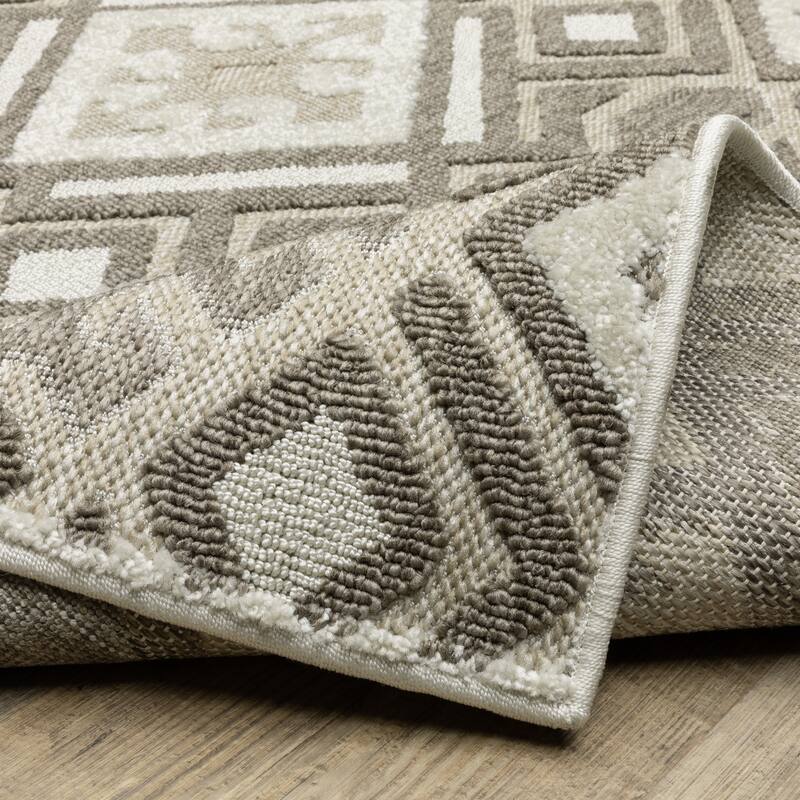Style Haven Thassos Tribal Diamonds Brown/ Beige Mixed Pile Area Rug