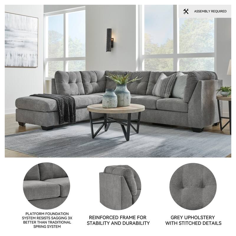 Signature Design by Ashley Marleton Gray 2-Piece Sectional with Chaise - 115"W x 91"D x 38"H