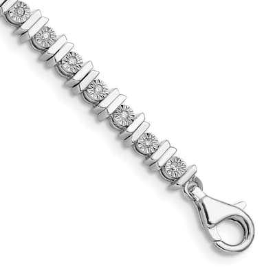 Curata 925 Sterling Silver Polished Lobster Claw Closure Diamond Tennis Bracelet