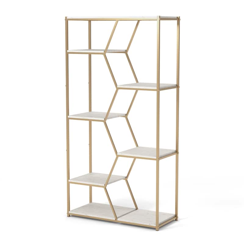 Marion Glam Gold-Tone 72-inch Metal Bookcase by Furniture of America