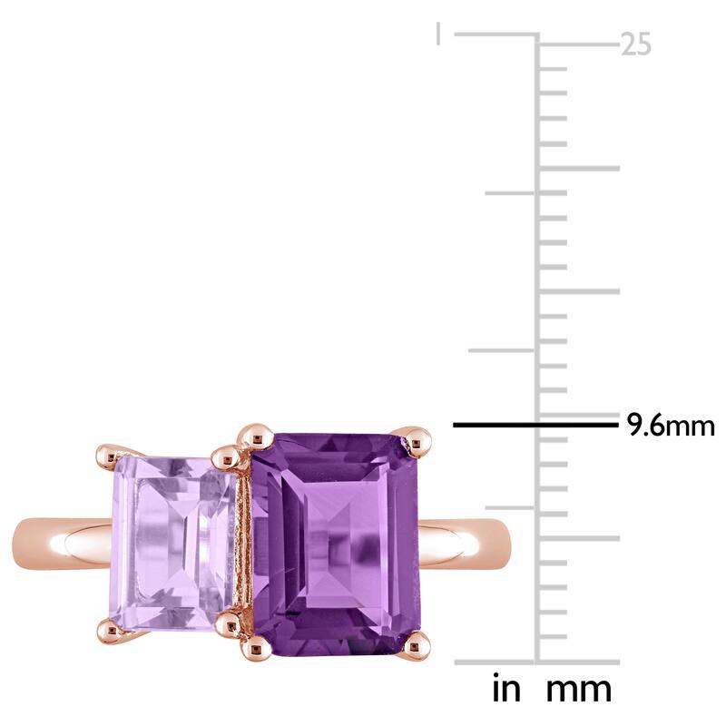 Miadora 3 1/10ct TGW Octagon Amethyst and Pink Amethyst Ring in Rose Silver