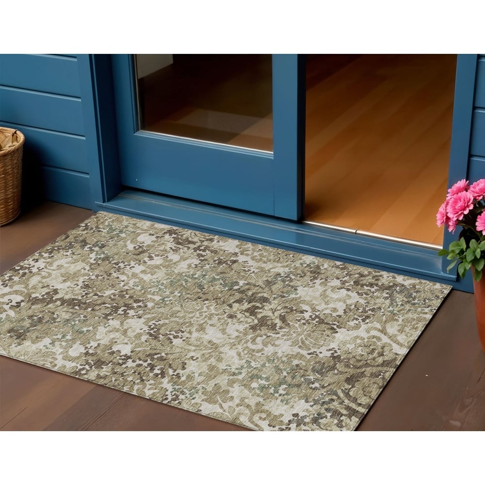 HomeRoots Floral Transitional Rectangle Outdoor Rug