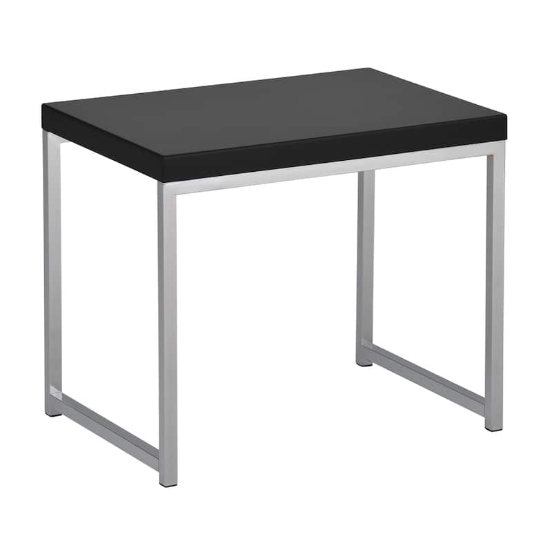 Wall Street End Table in Chrome and Black Finish - Black - MDF