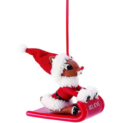 Rudolph the Red-Nosed Reindeer BELIEVE Hanging Ornament