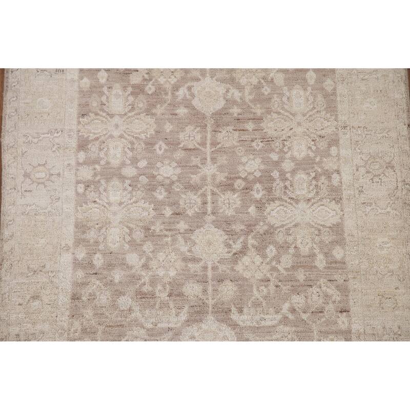 Hand Knotted Oriental 100% Wool Carpet Transitional All-Over Brown Oushak Area Rug - 6' 0'' X 3' 7''
