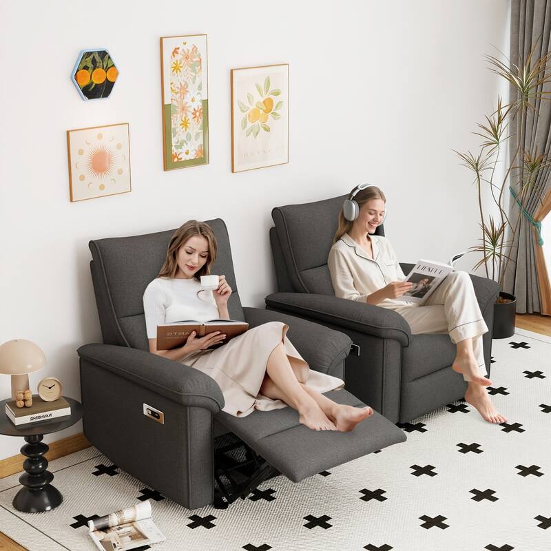 Wall Hugger Recliner,Zero Wall Power Recliner Chair,Electric Recliner for Living Room,Fabric Reclining Armchair,USB Port(Type-C)