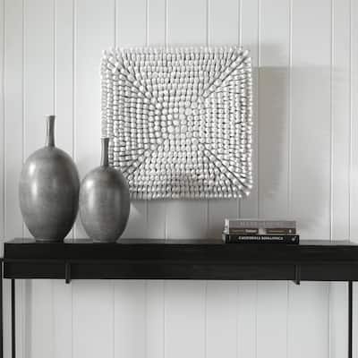 Square Wooden Panel Wall Decoration - 24" - White