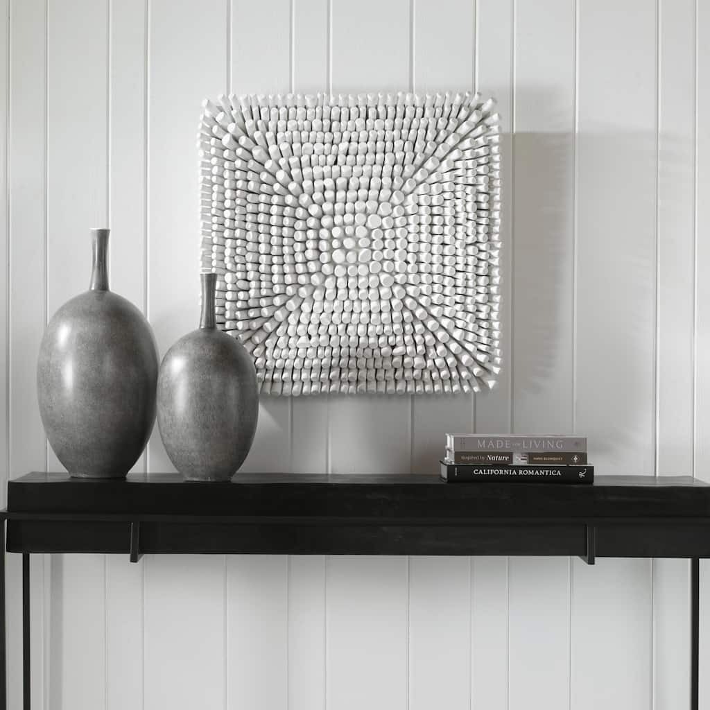 Square Wooden Panel Wall Decoration - 24" - White