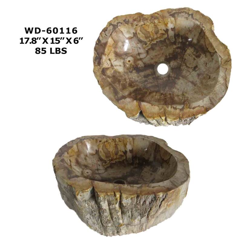 Wood Unique Handcrafted Petrified Wood Natural Stone Bathroom Vessel Sink - WD60116