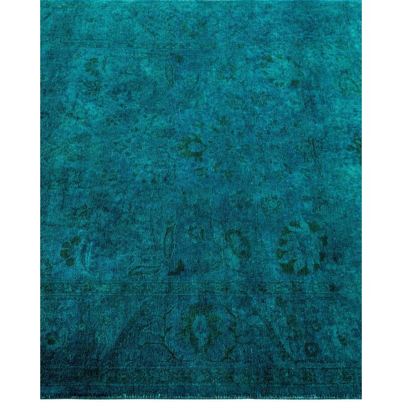 Overton Hand Knotted Wool Vintage Inspired Modern Contemporary Overdyed Blue Area Rug - 3' 3" x 5' 3"