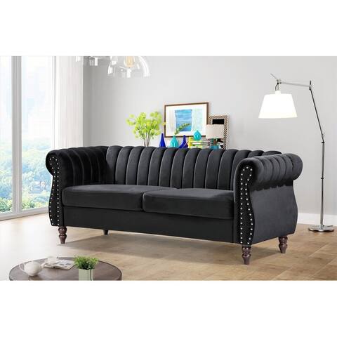 Capri Velvet Chesterfield 60.4" Rolled Arms Sofa