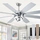 preview thumbnail 1 of 11, Cusp Barn 52"/72" Modern Large Ceiling Fan with Lights and Remote, 8-Blade Reversible DC Motor DIY Shape Chandelier Ceiling Fan 72-Inch - Chrome