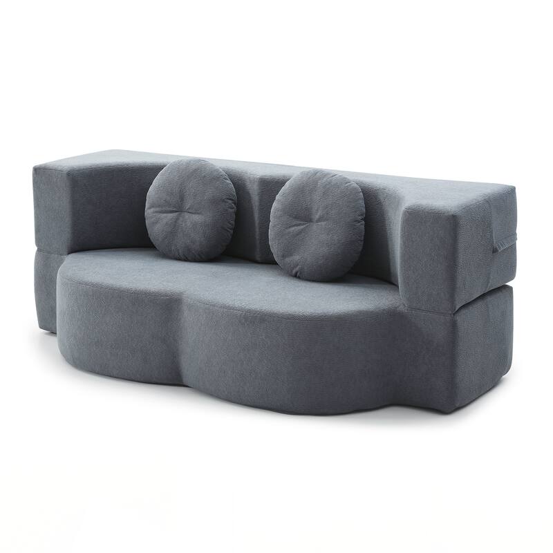 Folding Sofa Bed with Pillow, Floor & Futon Loveseat Couch