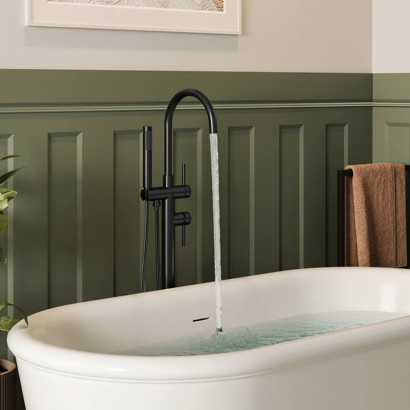 Single-Handle Freestanding Tub Faucet With Hand Shower