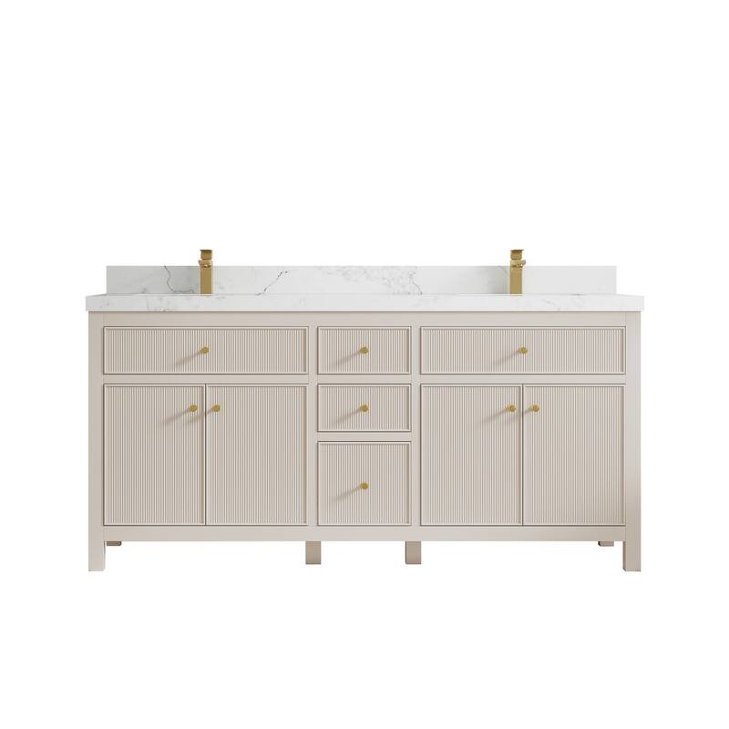Willow Collections 72 in W x 22 in D Sonoma Free Standing Reeded Double Sink Bathroom Vanity with Countertop