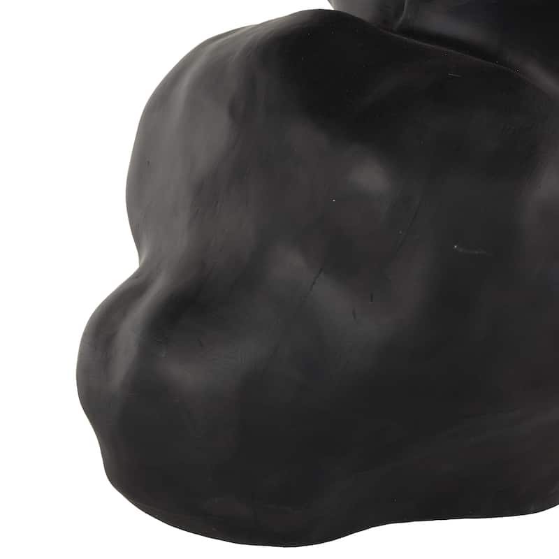 Ceramic Abstract Wide Rounded Floral Shaped Vase with Petal Rim - White or Black - Roche River Decor