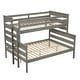preview thumbnail 10 of 11, Twin XL over Queen Bunk Bed Separable Platform Bed with Ladder & Slat Support No Box Spring Needed Wooden Bunk Bed - Grey