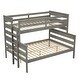 preview thumbnail 41 of 68, Wooden Bunk Bed with Ladder & Guardrails, Solid Wood Low Bunkbeds, can be Convertible into 2 Platform Bedframe