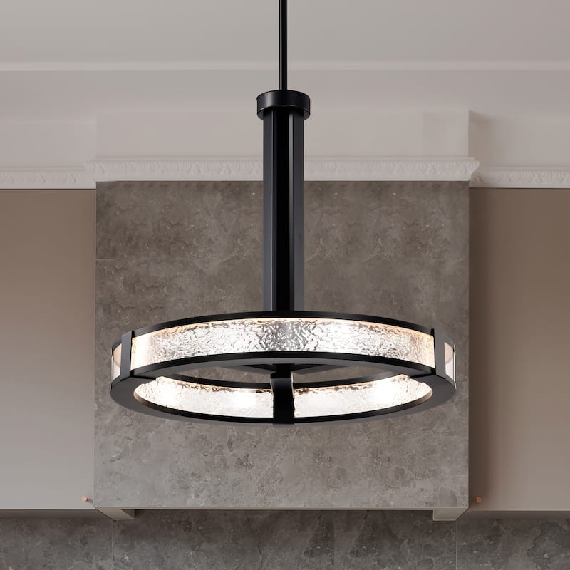 Darrow 24 Inch LED Pendant Matte Black Acrylic Panels - Matte Black