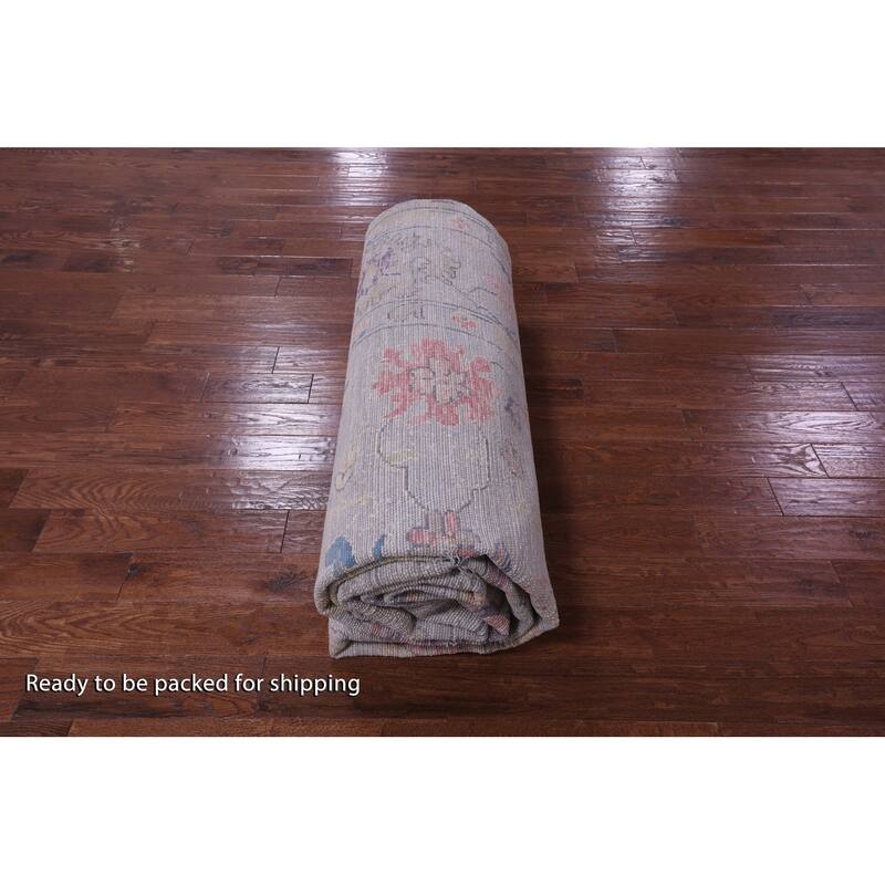 Golden Nile Silver Turkish Oushak Hand Knotted Wool Rug - 12' 0" X 15' 0"
