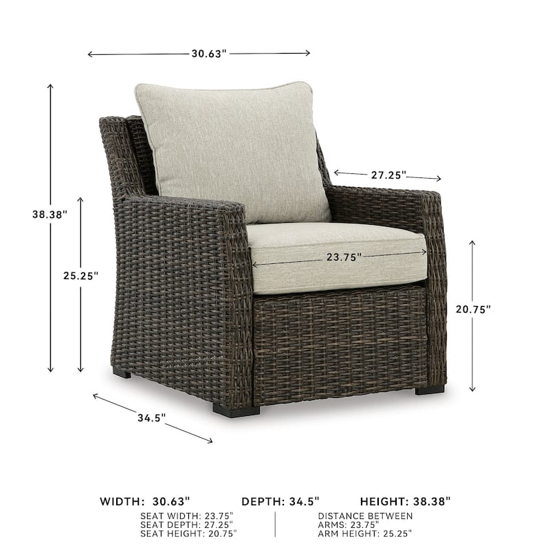 Signature Design by Ashley Brook Ranch Brown Outdoor Lounge Chair with Cushion - 30.63" W x 34.5" D x 38.38" H