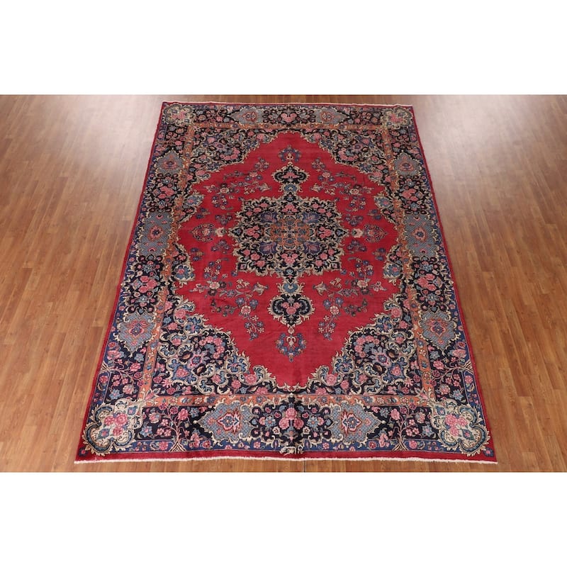 Mashad Persian Vintage Area Rug Handmade Wool Carpet - 8'6"x 11'6"