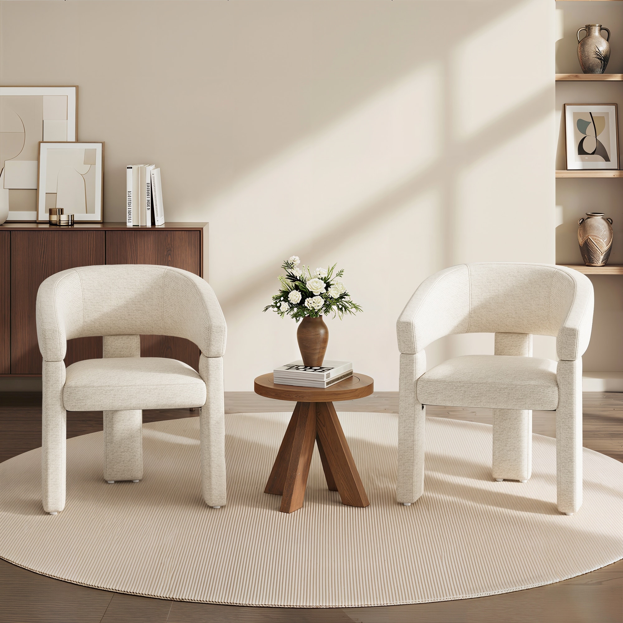 Dining Chairs Solid Wood Legs Ergonomic Curved Back Modern Upholstered - Single