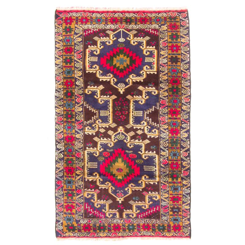 ECARPETGALLERY Hand-knotted Teimani Dark Navy Wool Rug - 2'7 x 4'6