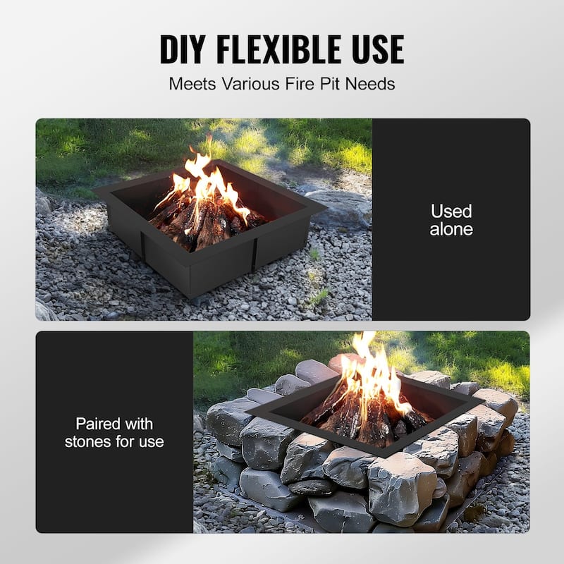 Black Carbon Steel Fire Pit Ring Liner, 8 Panels, Rust Resistant