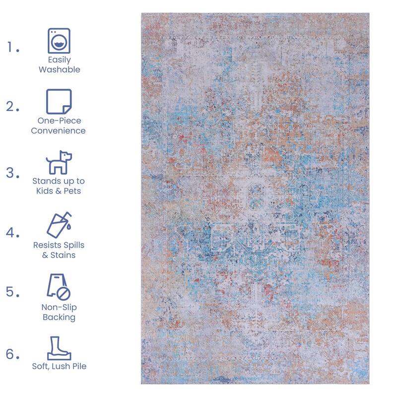 9x12 Area Rugs Machine Washable Rugs Living Room Rugs for Bedroom Laundry Room Kitchen Non Slip Carpet Abstract Soft