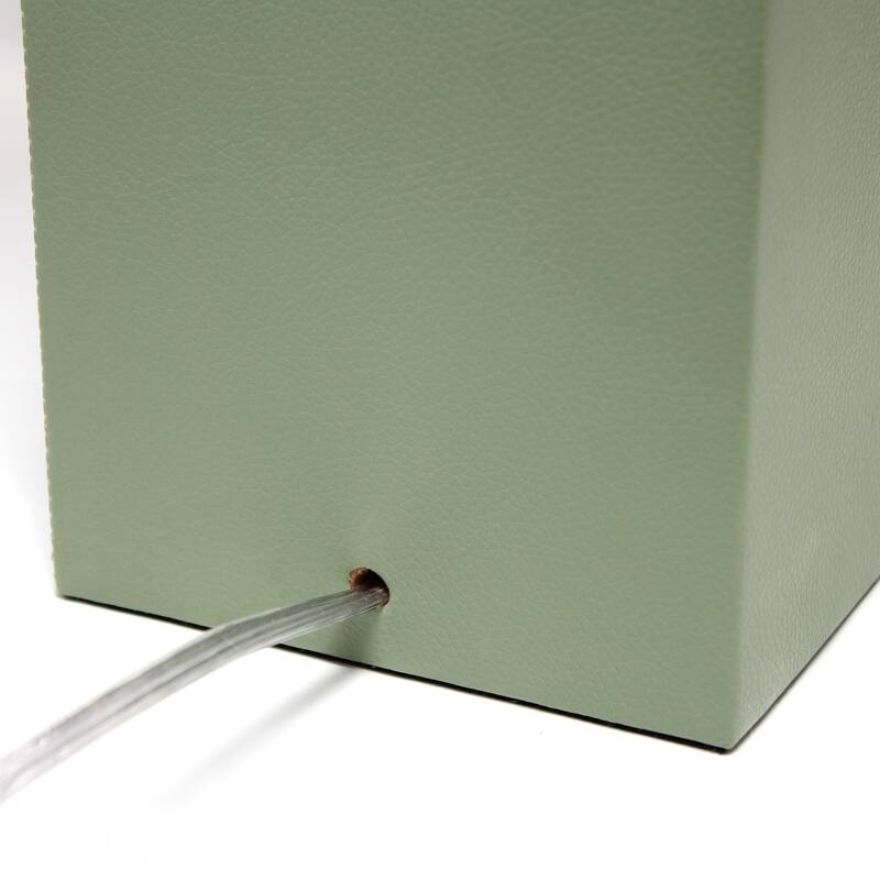 Leather Table Lamp with White Fabric Shade