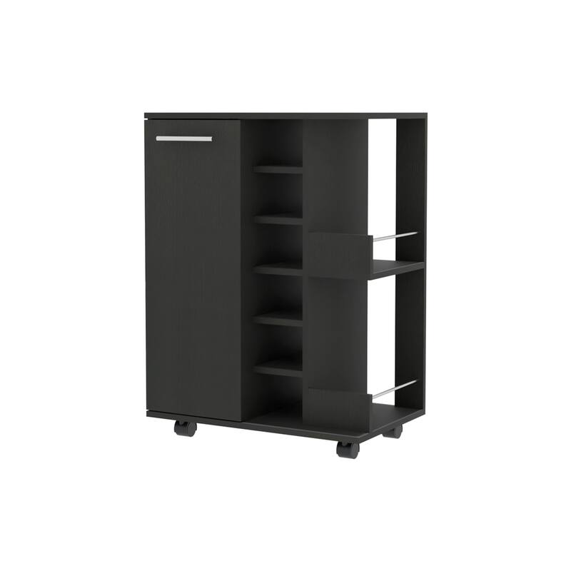 FM Furniture Tennessee Bar Cart, One Cabinet With Division,Black - N/A