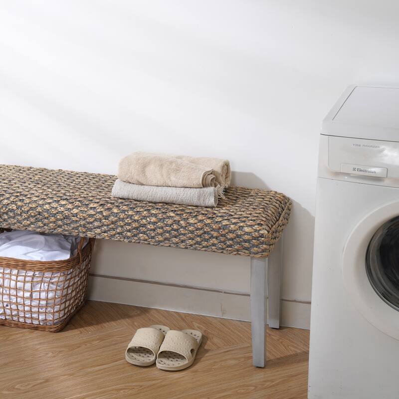 Made4Home Valencia Entryway Bench Water Hyacinth & Acacia Solid Wood