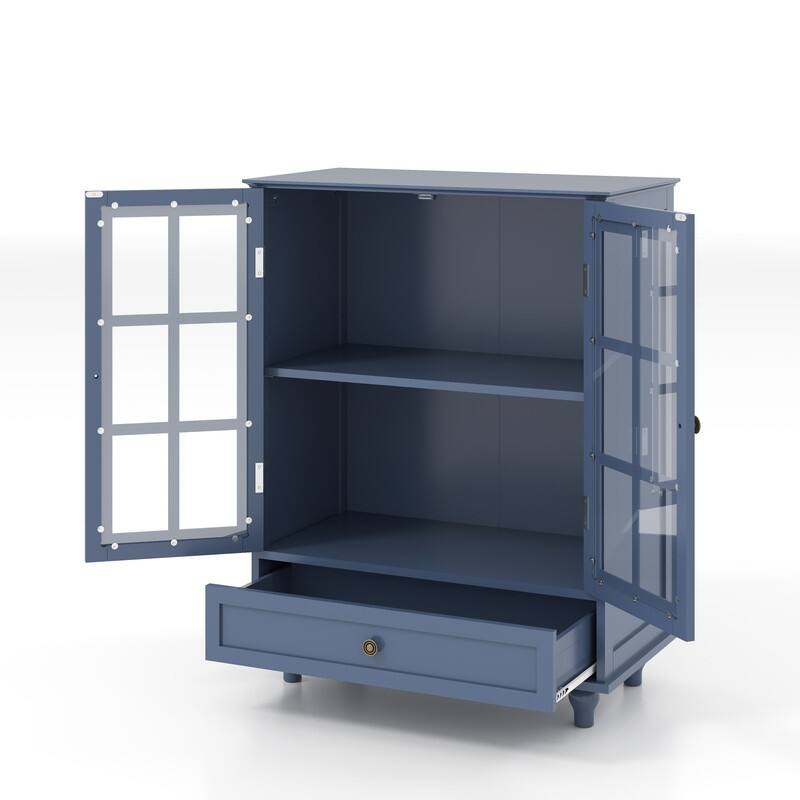 Modern Buffet Cabinet with Adjustable Shelves and Display Glass Doors for Versatile Living Room Storage