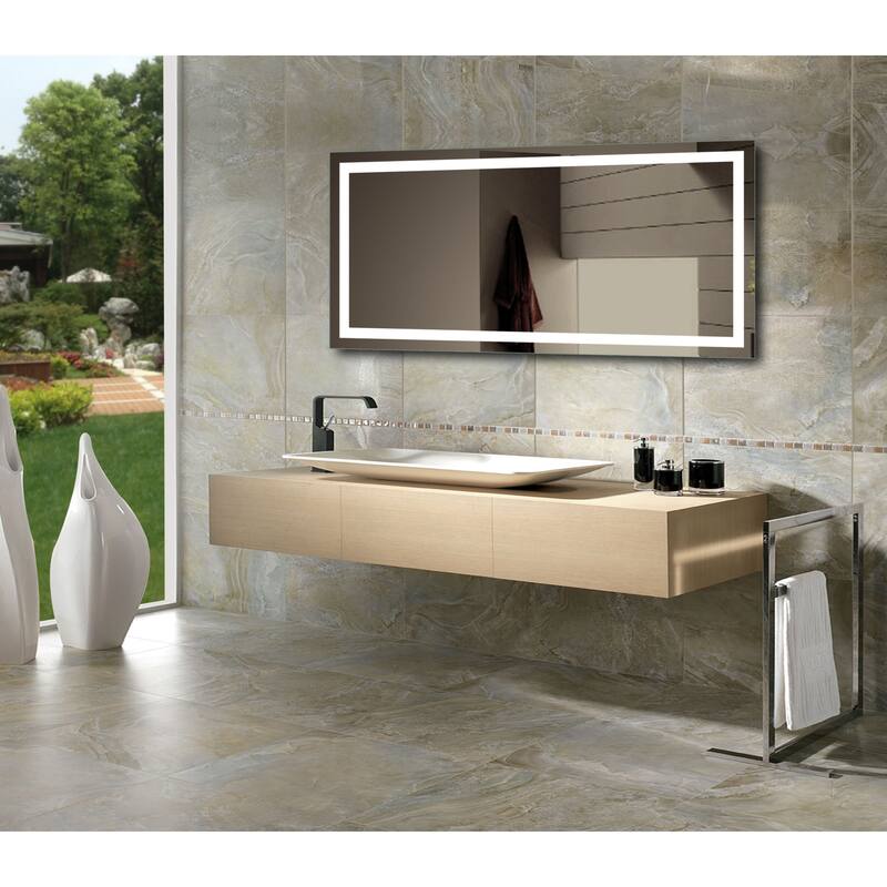 Miseno 60" W x 28" H Rectangular Frameless Wall Mounted Mirror with