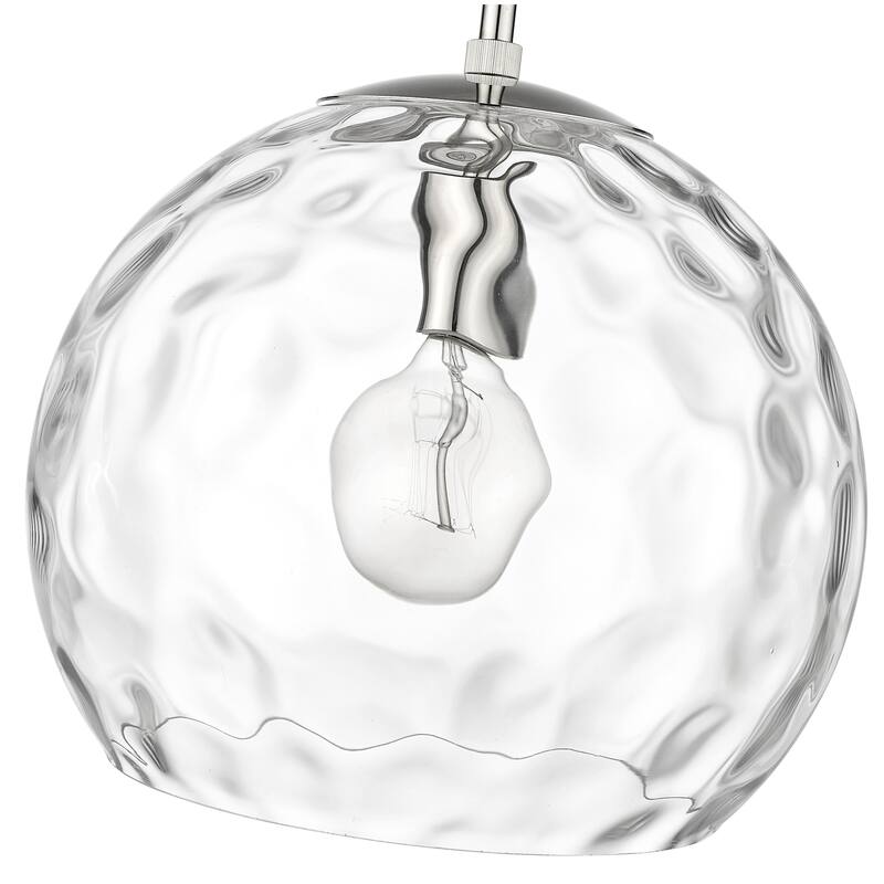 Mackenzie 1-light Polished Nickel Pendant w/ Rippled Water Glass