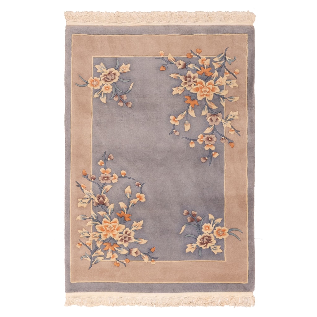 ECARPETGALLERY Hand-knotted Aubusson Light Denim Blue Wool Rug - 4'0 x 6'0