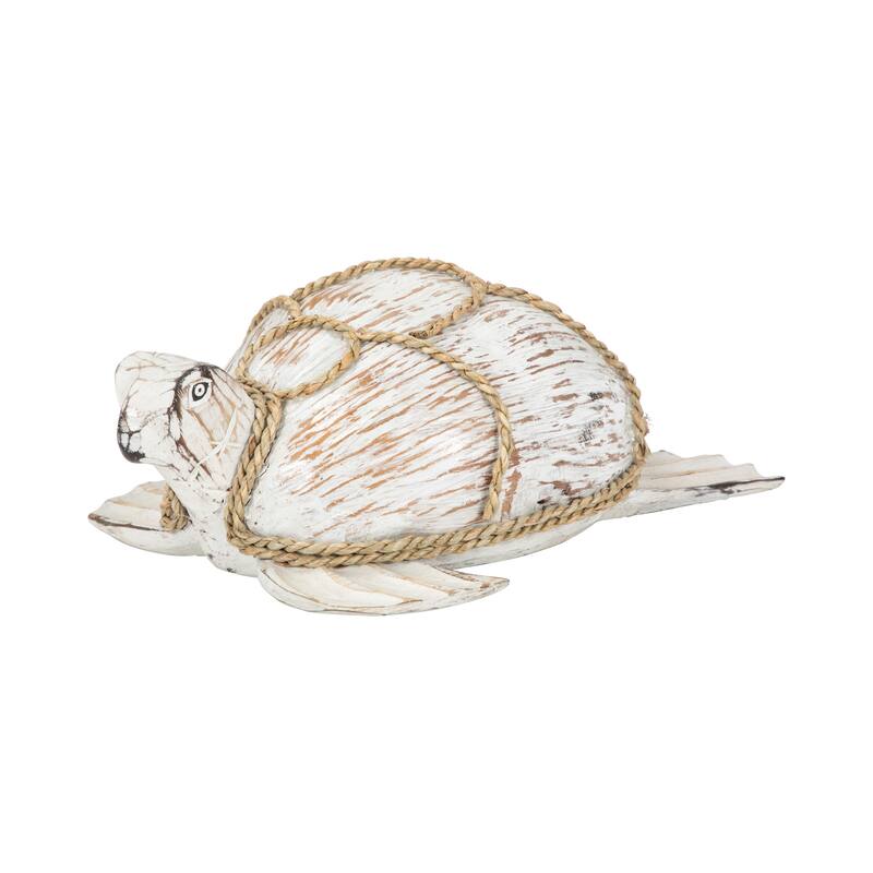Sagebrook Home 13"Lx10"Wx5"H White/brown, Coconut Shell, Turtle Figurine - 13" x 8" x 4"