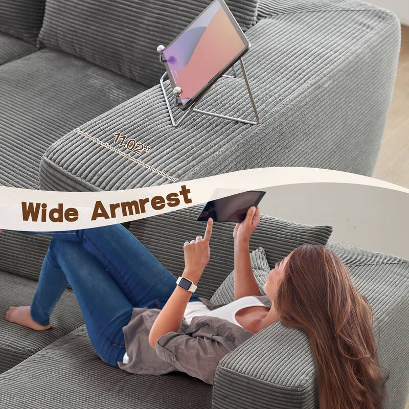 OVIOS Pit Stripes No Assembly Required Chaise Sofa