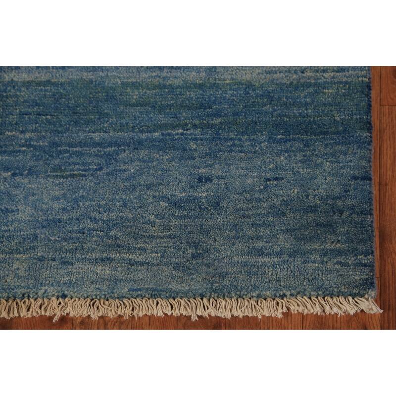 Blue Modern Gabbeh Oriental Rug Handmade Wool Carpet - 4'9" x 6'8"