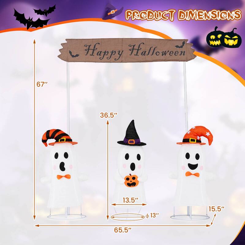 Costway 4 Pcs Halloween Decoration with Gate, Happy Halloween Sign, - As Picture Shows - See Details