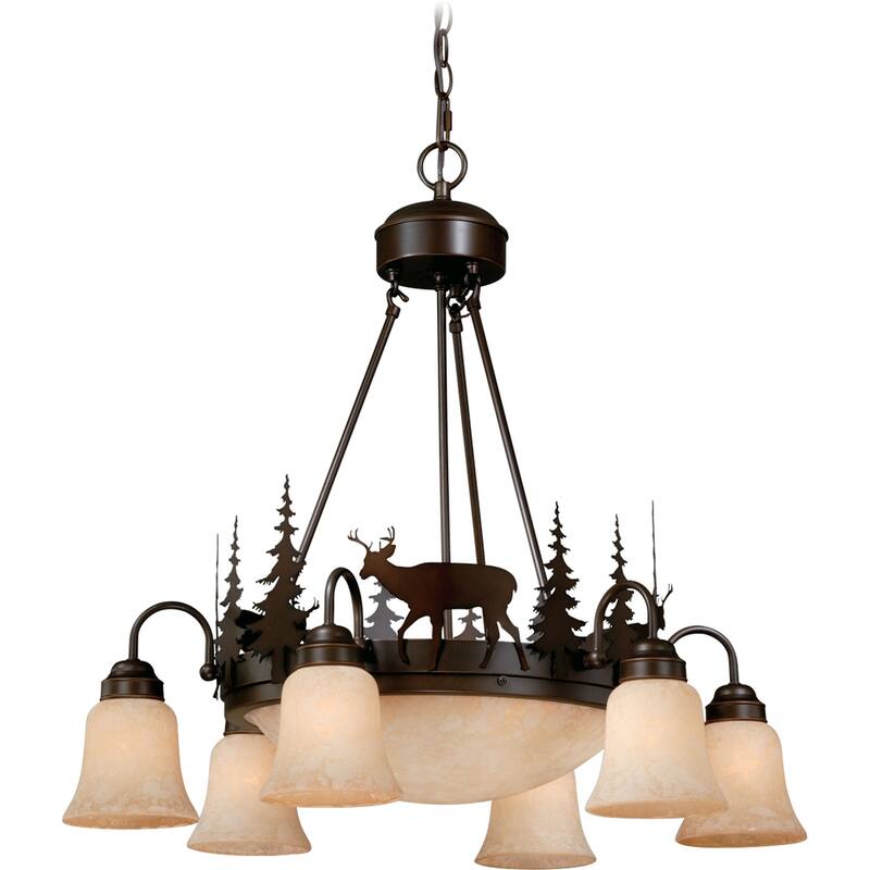 Vaxcel Lighting Bryce 9 Light 28-1/2" Wide Chandelier with Elk Accents - Burnished Bronze