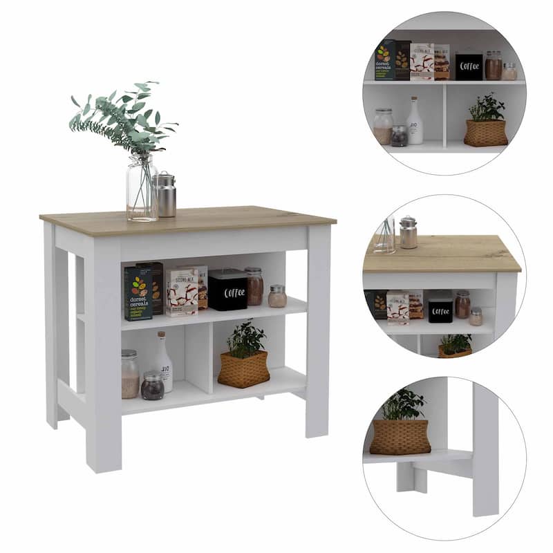 FM Furniture Brooklyn Kitchen Island with Open Storage