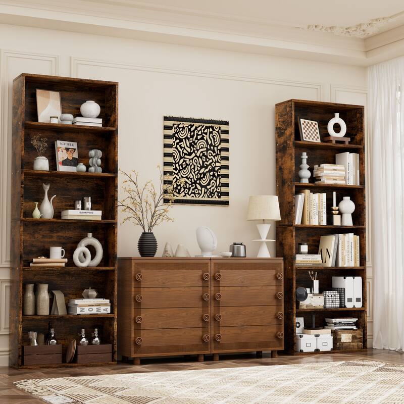 6-Tier Rustic Wooden Storage Bookshelf